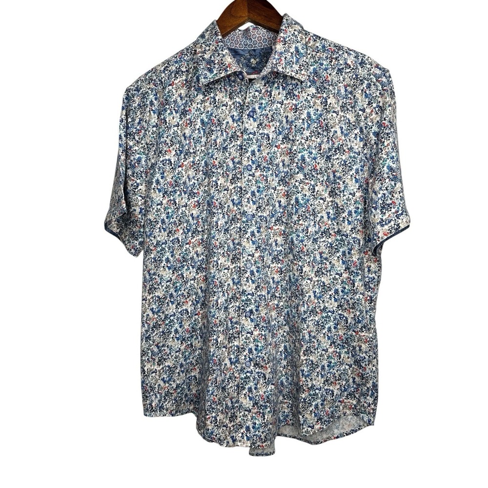Robert Graham‎ Floral Print Button Up Short Sleeve Shirt Classic Fit 2XL